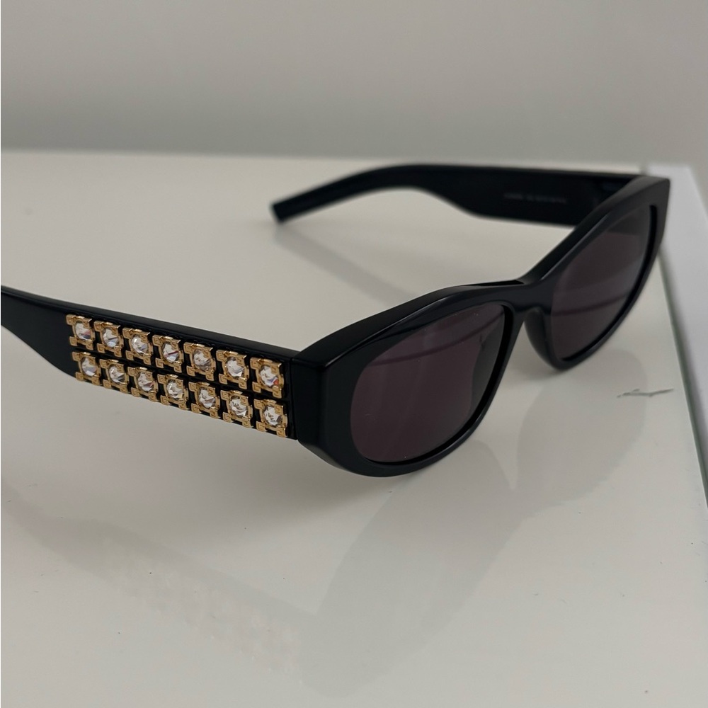 Authentic Givenchy Elegant Black Sunglasses with Gold Accents
